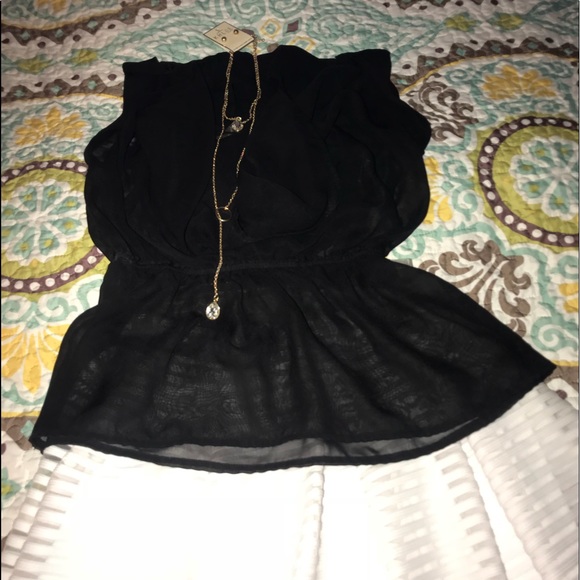 Black Sheer Sleeveless Top - Picture 2 of 5